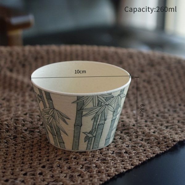Blue and white ceramic coffee mug with dimensions Diameter 10cm, Height 6.8cm, Capacity 260ml.