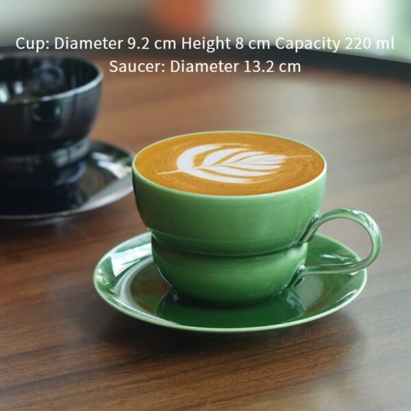 Personalized ceramic coffee mugs set, cup diameter 9.2 cm, height 8 cm, capacity 220 ml, saucer diameter 13.2 cm