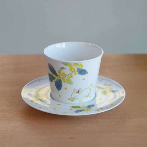 Osmanthus Rabbit Ceramic Handle Mug and Saucer Set, a perfect blend of Nordic style and Chinese traditional craftsmanship, offering a fresh and natural feel, ideal for tea and gifting to friends and family