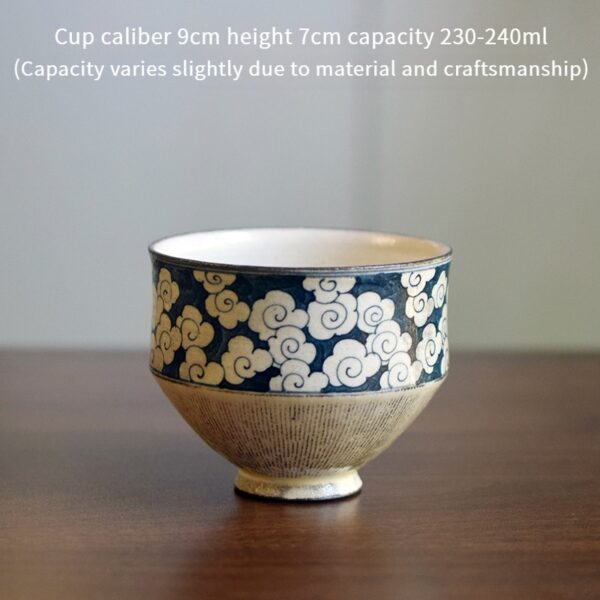 Chinese-style ceramic coffee cup, 9cm diameter, 7cm height, 230-240ml capacity