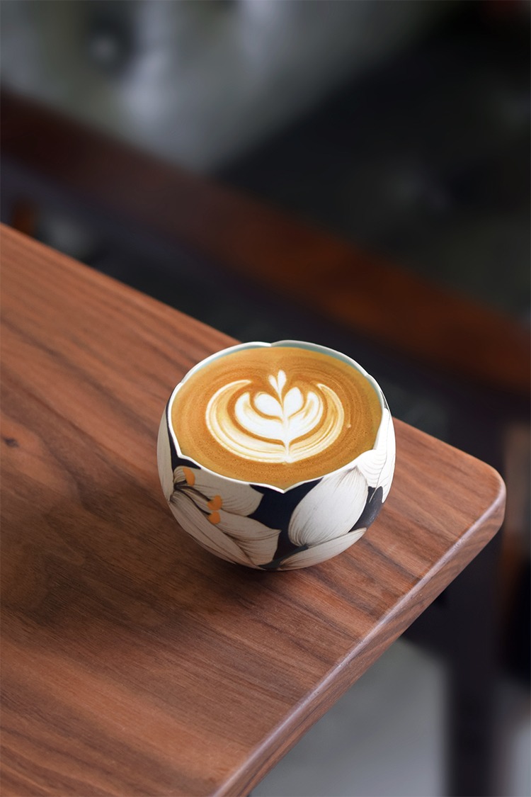 Handcrafted Lily Cup and Saucer perfect for lattes and festive self-gifting during work breaks