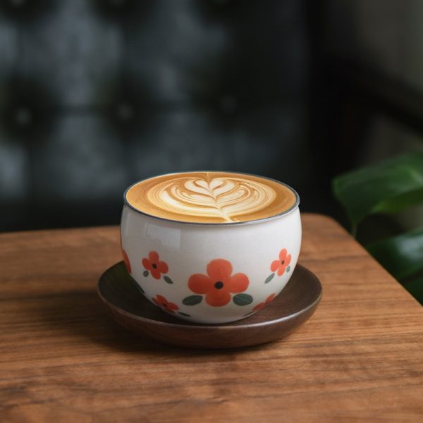 Coffee cup with underglaze decoration, personalized design, large capacity mug