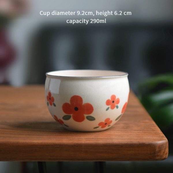 Custom floral coffee cup with a 9.2cm diameter and 6.2cm height, 290ml capacity, perfect for enjoying coffee or tea