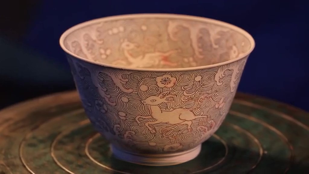 The act of applying pigments or colors to a surface, such as ceramic, to create designs, patterns, or artwork