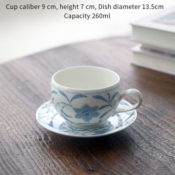 260ml blue-white porcelain daily cup and saucer set