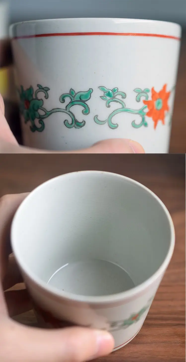 Hand-painted coffee mug highlights glazed interior and exterior for refined detail .