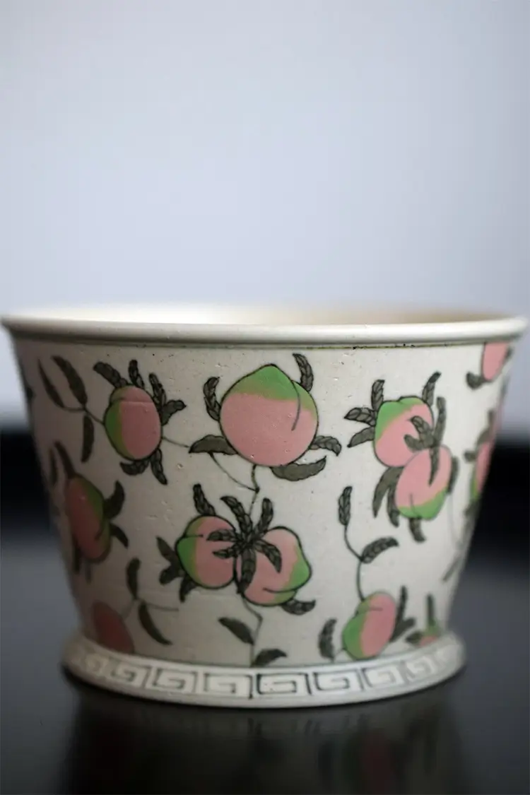 Handmade Ceramic Cup with peach detail, ideal for discerning middle-class individuals with refined taste.
