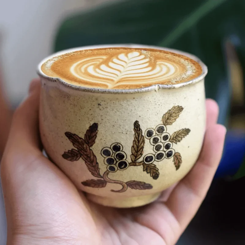 Hand-painted ceramic mug with traditional blue-and-white porcelain craftsmanship, featuring a retro Japanese style—perfect for office use.