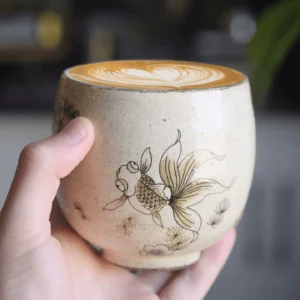 handmade-blue-white-ceramic-coffee-cup Handcrafted blue and white ceramic coffee cup made using traditional underglaze technique